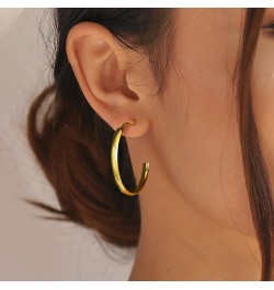 Surgical Steel Hoop Earrings for Women : Women's Chunky Open 18K Gold Plated Hoop Earrings Jewelry Gift for Girls,Trendy hypo...