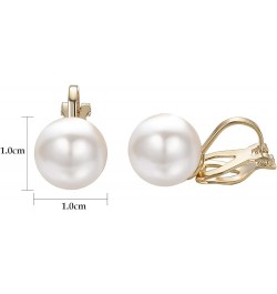 Tiny Pearl Clip On Earrings for Women 18K Gold Plated Faux Pearls Bridal Earring Fashion Wedding Jewelry Yellow Gold 1.0CM Pe...