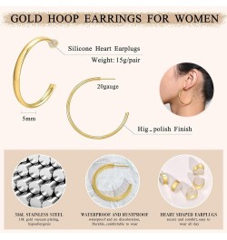 Surgical Steel Hoop Earrings for Women : Women's Chunky Open 18K Gold Plated Hoop Earrings Jewelry Gift for Girls,Trendy hypo...