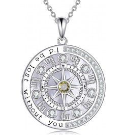 925 Sterling Silver Compass Necklace with Zodiac Graduation Gifts for Women Genuine Birthstone Compass Jewelry for Teen Girls...