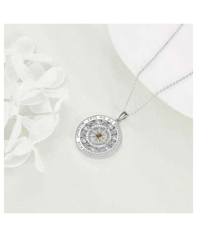 925 Sterling Silver Compass Necklace with Zodiac Graduation Gifts for Women Genuine Birthstone Compass Jewelry for Teen Girls...