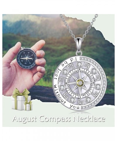 925 Sterling Silver Compass Necklace with Zodiac Graduation Gifts for Women Genuine Birthstone Compass Jewelry for Teen Girls...