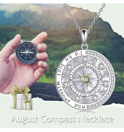 925 Sterling Silver Compass Necklace with Zodiac Graduation Gifts for Women Genuine Birthstone Compass Jewelry for Teen Girls...