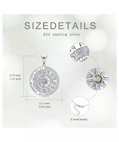 925 Sterling Silver Compass Necklace with Zodiac Graduation Gifts for Women Genuine Birthstone Compass Jewelry for Teen Girls...