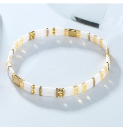 New Miyuki Tila Bead Bracelets Charm Stretch Bracelets Stackable Wrap Bracelets for Women White 08M $11.55 Bracelets