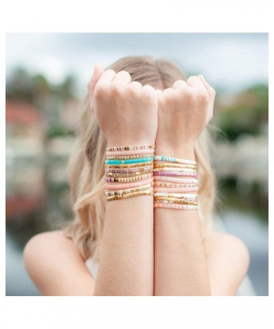 New Miyuki Tila Bead Bracelets Charm Stretch Bracelets Stackable Wrap Bracelets for Women White 08M $11.55 Bracelets