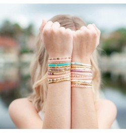 New Miyuki Tila Bead Bracelets Charm Stretch Bracelets Stackable Wrap Bracelets for Women White 08M $11.55 Bracelets