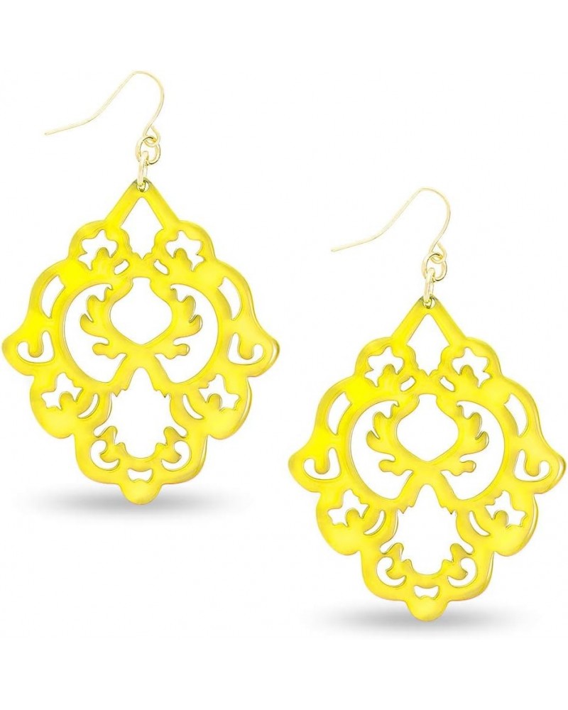 Acrylic Resin Colorful Scroll Design Drop and Dangle Earrings for Women Yellow $13.34 Earrings