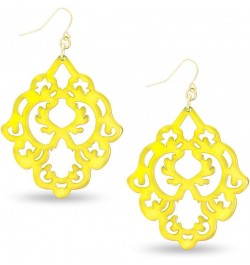 Acrylic Resin Colorful Scroll Design Drop and Dangle Earrings for Women Yellow $13.34 Earrings