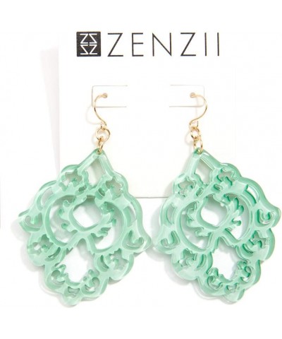 Acrylic Resin Colorful Scroll Design Drop and Dangle Earrings for Women Yellow $13.34 Earrings