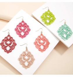 Acrylic Resin Colorful Scroll Design Drop and Dangle Earrings for Women Yellow $13.34 Earrings