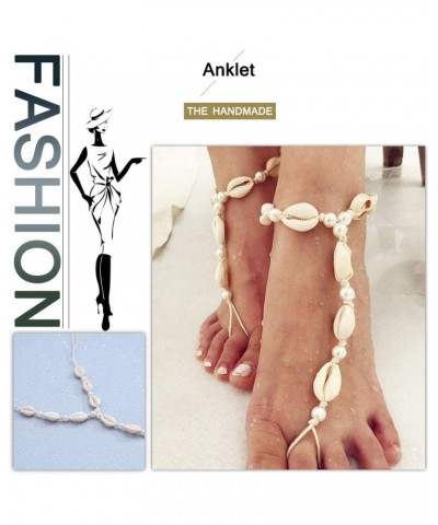 Boho Sea Shell Anklet Barefoot Sandals Pearls Anklets Beach Foot Jewelry for Women and Girls(Pack of 2) $10.43 Anklets