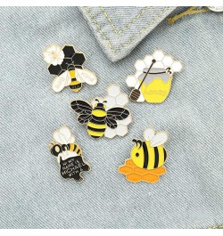 Cartoon Bee Kind Enamel Pin Yellow Honeycomb Honey Jar Bee Brooches Bag Lapel Pin 2 $13.31 Brooches & Pins