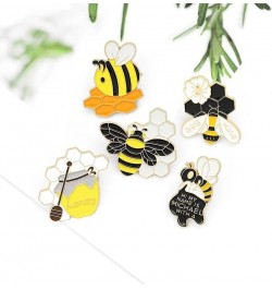 Cartoon Bee Kind Enamel Pin Yellow Honeycomb Honey Jar Bee Brooches Bag Lapel Pin 2 $13.31 Brooches & Pins