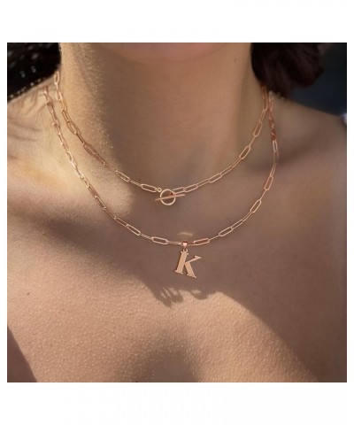 14K Gold Cuban Initial Necklaces for Women Girls | Silver Letter Chunky Chain Choker Rose Gold Necklace Gifts 02-Rose Gold K ...