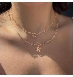 14K Gold Cuban Initial Necklaces for Women Girls | Silver Letter Chunky Chain Choker Rose Gold Necklace Gifts 02-Rose Gold K ...