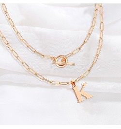 14K Gold Cuban Initial Necklaces for Women Girls | Silver Letter Chunky Chain Choker Rose Gold Necklace Gifts 02-Rose Gold K ...