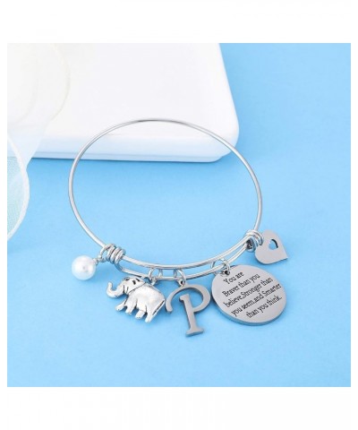 Initial Charm Bracelet Elephant Charm Bracelet Gifts for Women Girls Inspirational Bangle 26 Letters Alphabet Bracelets Heart...