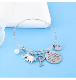 Initial Charm Bracelet Elephant Charm Bracelet Gifts for Women Girls Inspirational Bangle 26 Letters Alphabet Bracelets Heart...