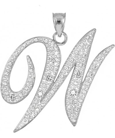 925 Sterling Silver CZ Script Initial Letter Charm Pendant W $19.24 Pendants