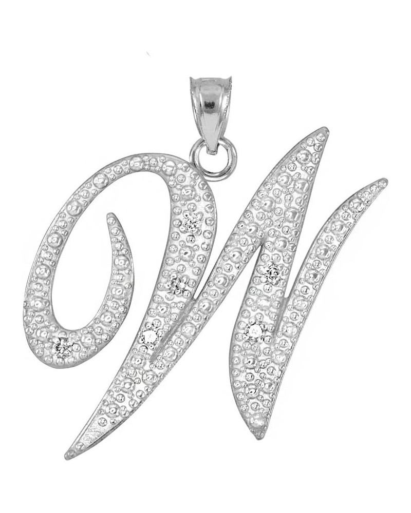 925 Sterling Silver CZ Script Initial Letter Charm Pendant W $19.24 Pendants