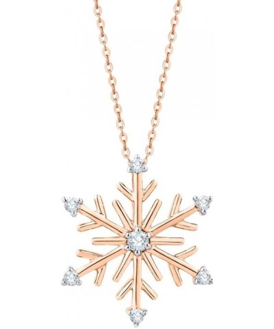 Diamond Snowflake Pendant Necklace in Gold or Sterling Silver (1/10 cttw, G-H, I3-I4) Rose Gold 14k $36.75 Necklaces