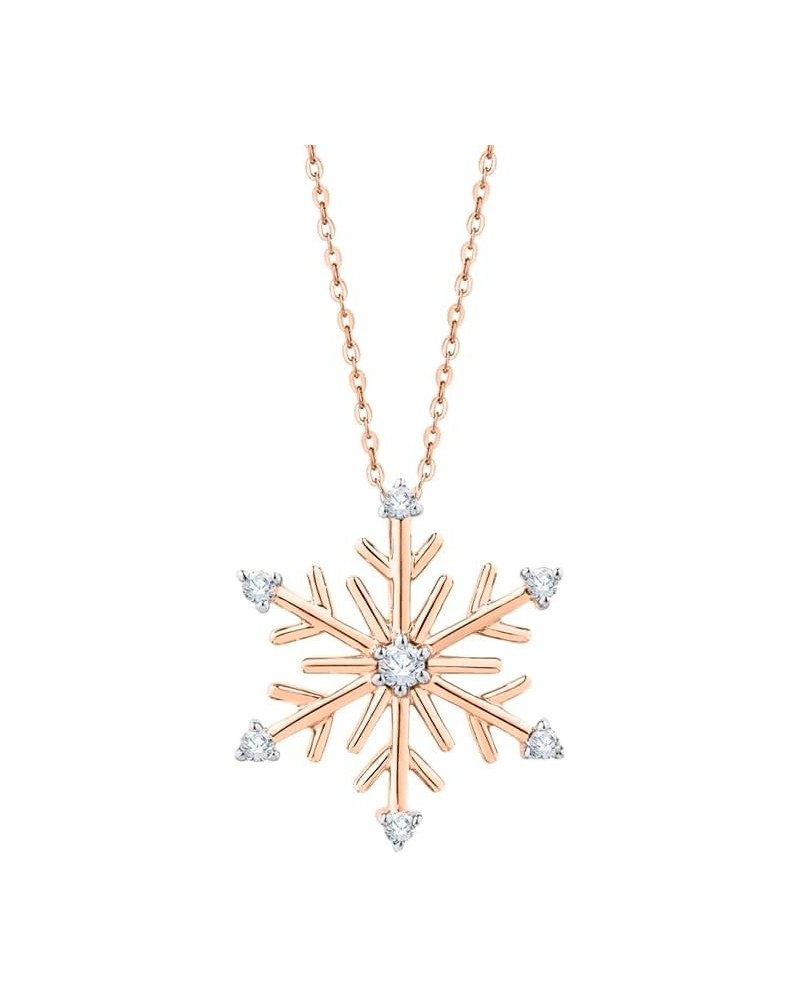 Diamond Snowflake Pendant Necklace in Gold or Sterling Silver (1/10 cttw, G-H, I3-I4) Rose Gold 14k $36.75 Necklaces