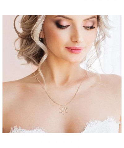 Diamond Snowflake Pendant Necklace in Gold or Sterling Silver (1/10 cttw, G-H, I3-I4) Rose Gold 14k $36.75 Necklaces