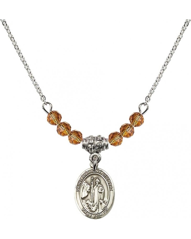 November Birth Month Bead Necklace with Catholic Patron Saint Petite Charm, 18 Inch Saint Anthony of Egypt $32.44 Necklaces