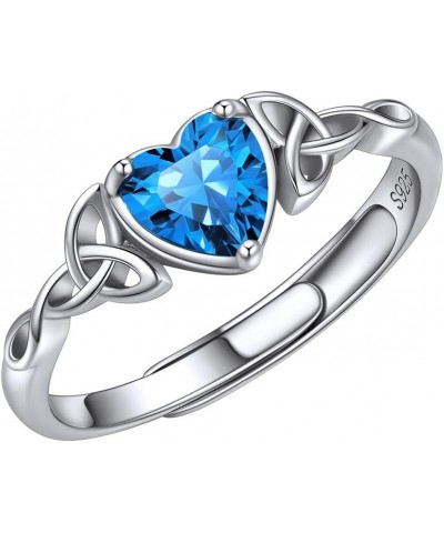 925 Sterling Silver Celtic Trinity Knot/Claddagh Heart Shape Birthstone Promise Ring for Women (withe Gift Box) 12. December ...