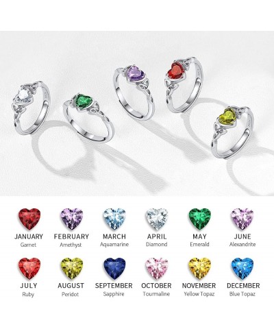 925 Sterling Silver Celtic Trinity Knot/Claddagh Heart Shape Birthstone Promise Ring for Women (withe Gift Box) 12. December ...