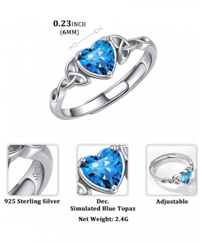 925 Sterling Silver Celtic Trinity Knot/Claddagh Heart Shape Birthstone Promise Ring for Women (withe Gift Box) 12. December ...