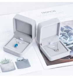 Classic Velvet Jewelry Gift Box Case for Necklace Pendant (Blue) Gray $8.11 Necklaces