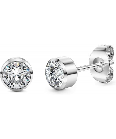 G23 Titanium Earrings Studs for Women Excellent-Cut Cubic Zirconia Stud Earrings Hypoallergenic Implant Grade Titanium Earrin...