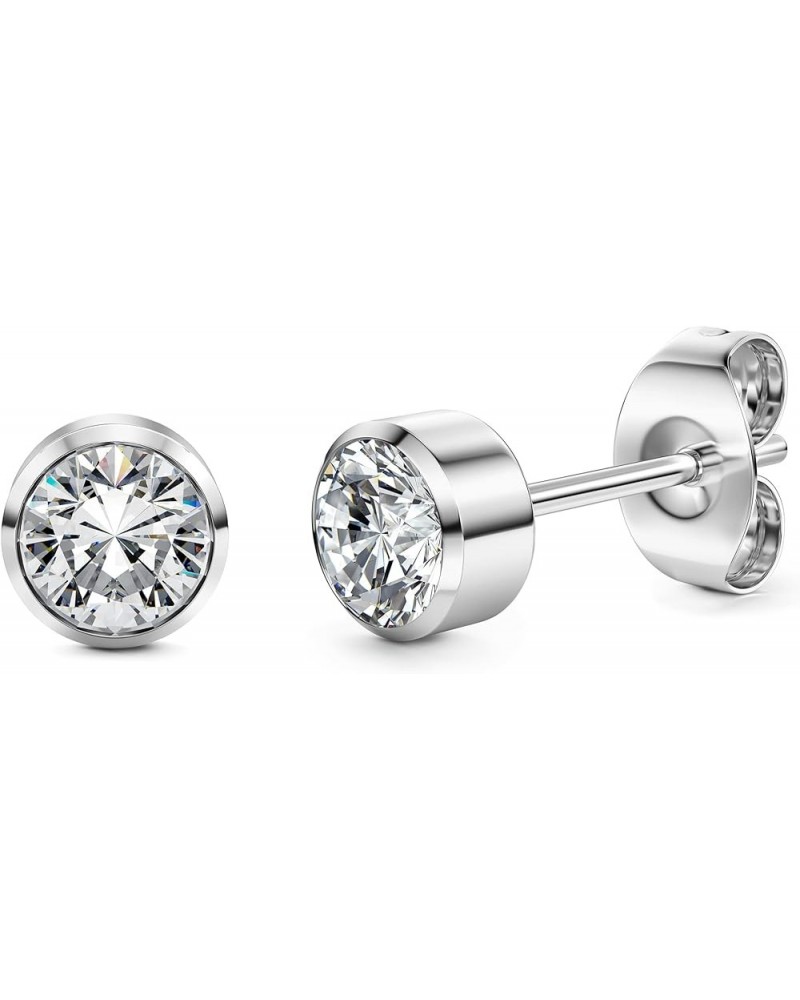 G23 Titanium Earrings Studs for Women Excellent-Cut Cubic Zirconia Stud Earrings Hypoallergenic Implant Grade Titanium Earrin...