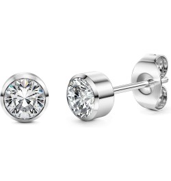 G23 Titanium Earrings Studs for Women Excellent-Cut Cubic Zirconia Stud Earrings Hypoallergenic Implant Grade Titanium Earrin...