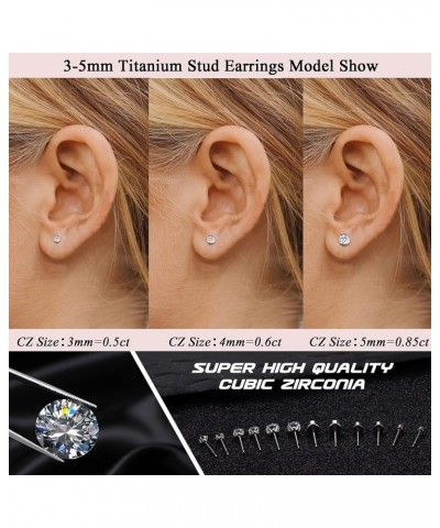 G23 Titanium Earrings Studs for Women Excellent-Cut Cubic Zirconia Stud Earrings Hypoallergenic Implant Grade Titanium Earrin...