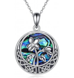 Birth Flower Necklace 925 Sterling Silver Celtic Knot Birth Month Flower Necklace with Abalone Shell Anniversary Birthday Jew...