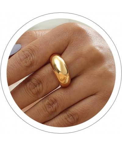 Chunky Gold Rings for Women Adjustable Silver Bold Thick Rings Gold Statement Rings Open Dome Ring Chunky Silver Rings for Wo...