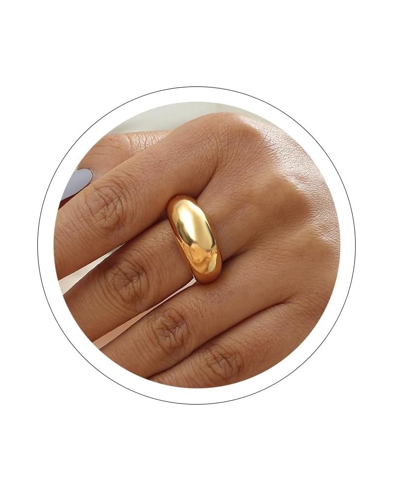 Chunky Gold Rings for Women Adjustable Silver Bold Thick Rings Gold Statement Rings Open Dome Ring Chunky Silver Rings for Wo...