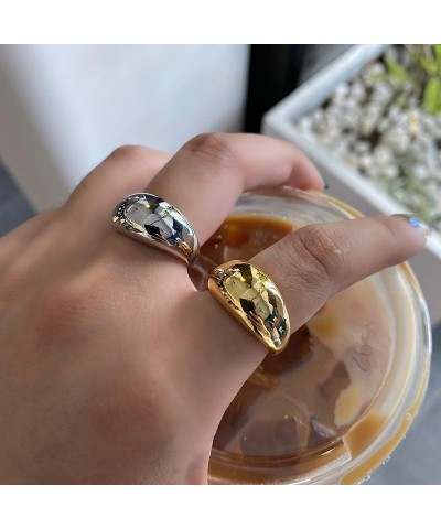 Chunky Gold Rings for Women Adjustable Silver Bold Thick Rings Gold Statement Rings Open Dome Ring Chunky Silver Rings for Wo...