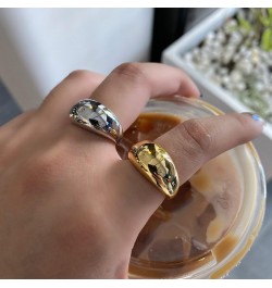 Chunky Gold Rings for Women Adjustable Silver Bold Thick Rings Gold Statement Rings Open Dome Ring Chunky Silver Rings for Wo...