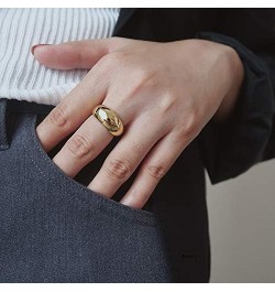 Chunky Gold Rings for Women Adjustable Silver Bold Thick Rings Gold Statement Rings Open Dome Ring Chunky Silver Rings for Wo...