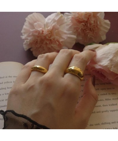 Chunky Gold Rings for Women Adjustable Silver Bold Thick Rings Gold Statement Rings Open Dome Ring Chunky Silver Rings for Wo...