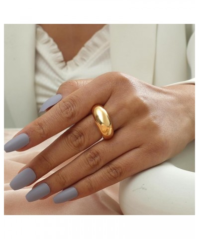 Chunky Gold Rings for Women Adjustable Silver Bold Thick Rings Gold Statement Rings Open Dome Ring Chunky Silver Rings for Wo...