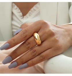 Chunky Gold Rings for Women Adjustable Silver Bold Thick Rings Gold Statement Rings Open Dome Ring Chunky Silver Rings for Wo...