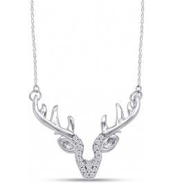 Round White Natural Diamond Accent Deer Antler Pendant in 14K Gold Over Sterling Silver white-gold-plated-silver $32.18 Neckl...