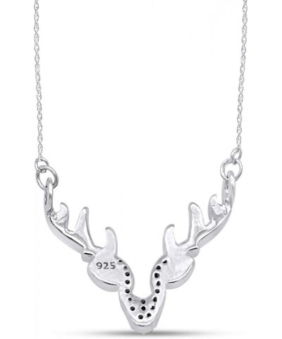 Round White Natural Diamond Accent Deer Antler Pendant in 14K Gold Over Sterling Silver white-gold-plated-silver $32.18 Neckl...