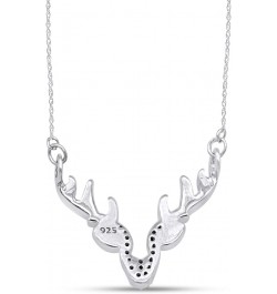 Round White Natural Diamond Accent Deer Antler Pendant in 14K Gold Over Sterling Silver white-gold-plated-silver $32.18 Neckl...