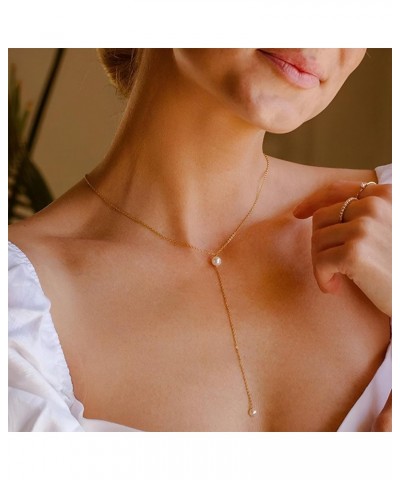 Dainty Pearl Necklaces for Women Girl 14K Gold Plated Layered Pearl Necklace Simple Pearl Choker Necklace Jewelry Gift Pearl ...